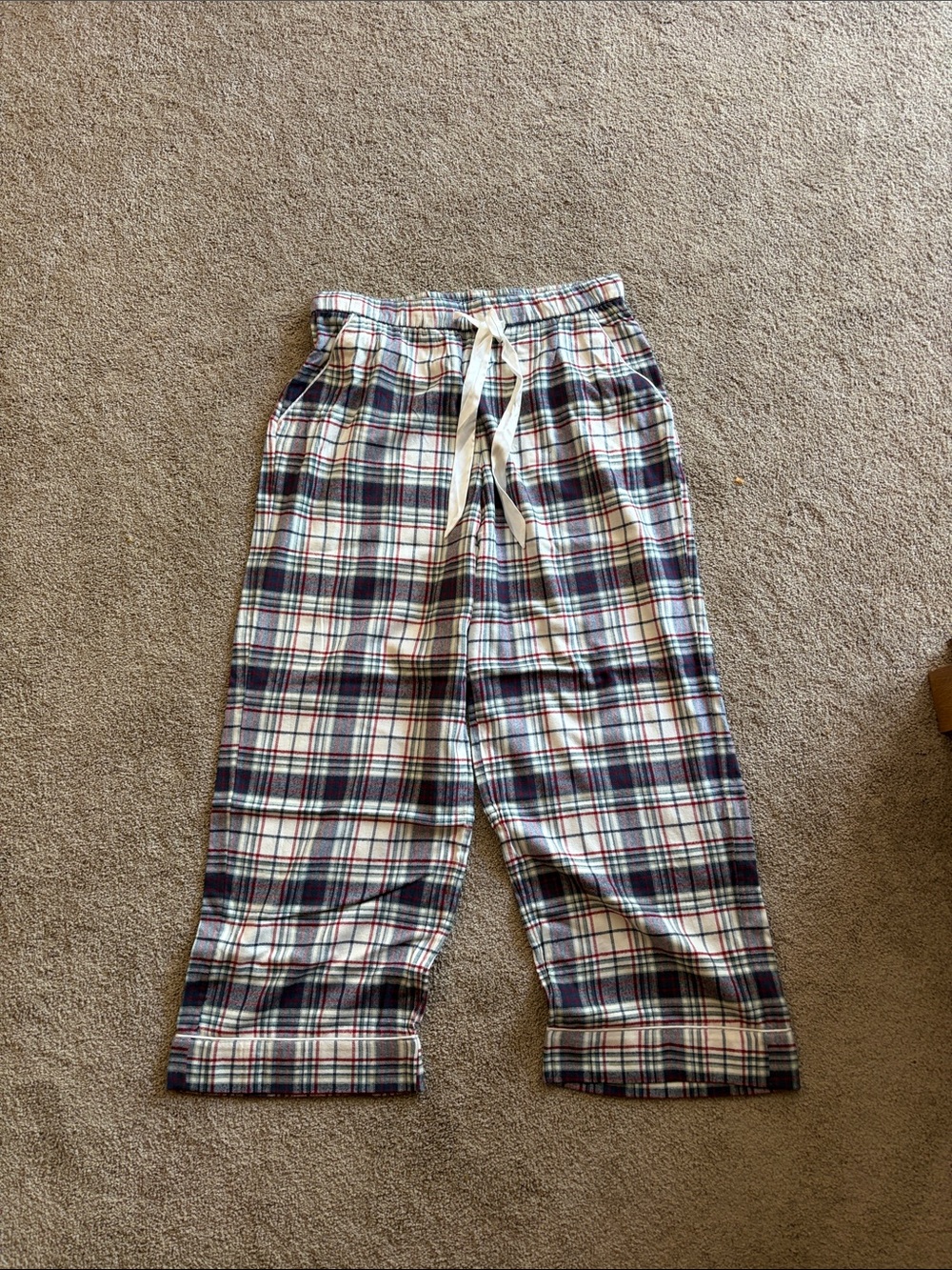 Abercrombie & Fitch Plaid Sleep Pants - Navy, Cream & Red